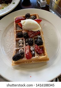 Churro Waffle With Berries For Brunch