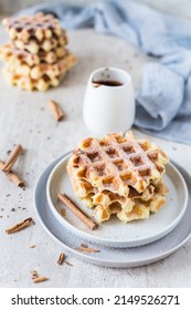 Churro Waffles With Sugar For Breakfast