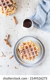 Churro Waffles With Sugar For Breakfast