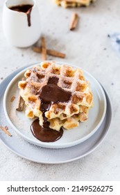 Churro Waffles With Sugar For Breakfast