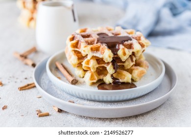 Churro Waffles With Sugar For Breakfast