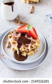 Churro Waffles With Sugar For Breakfast