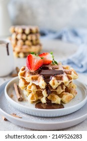 Churro Waffles With Sugar For Breakfast