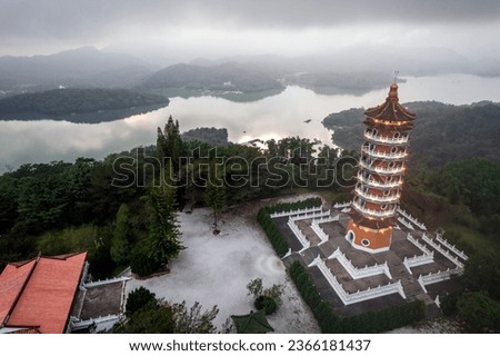 Ci En Pagoda at Sun Moon Lake was built by Chiang Kai-shek in memory of his mother, Nantou County, Taiwan. Stock fotó © 