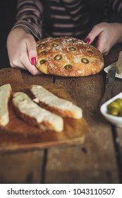 ciabatta bread with olives
