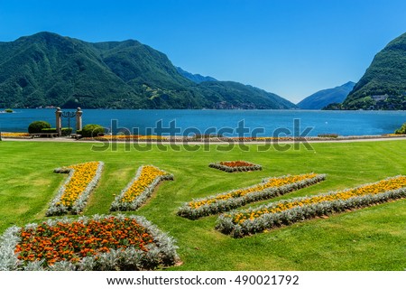 Ciani botanical park (Parco Civico) in Lugano, Switzerland. Ciani park - Lugano signature park, overlooks the shores of the Lugano lake a short distance from the downtown. Zdjęcia stock © 