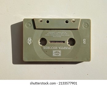 Cianjur Regency, West Java Province, Indonesia on March 9, 2022, Compact Cassette. Technology for storing albums of popular music in the 1970s and 1990s.
