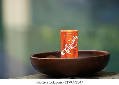 Cibubur, Indonesia, September 9, 2022 : Tea Box Sosro Placed In A Wooden Container