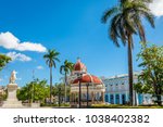 Cienfuegos Jose Marti central park with palms and historical buildings, Cienfuegos Province, Cuba