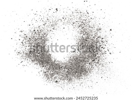 Cigarette ash flying in shape clouds isolated on white background, texture 