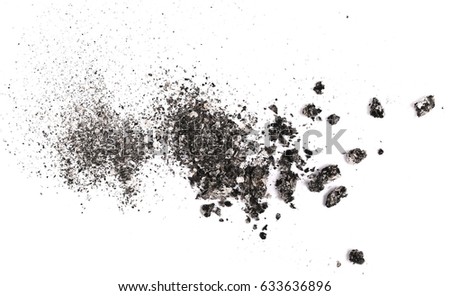 cigarette ash isolated on white background, texture