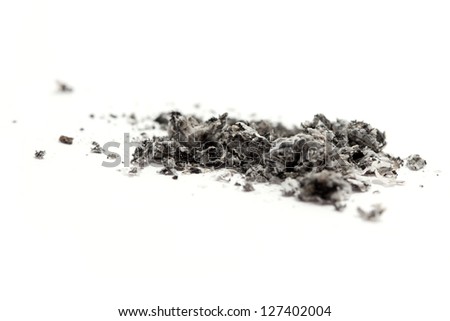 cigarette ash on white