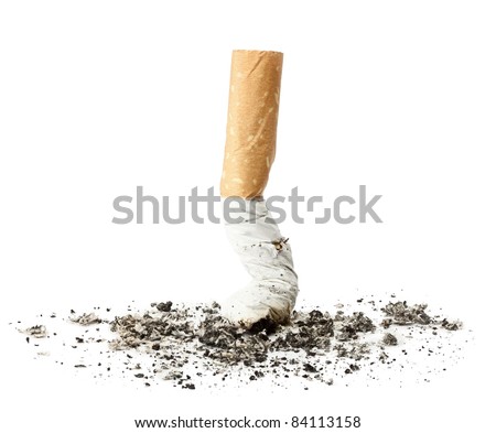 Cigarette butt with ash, isolated