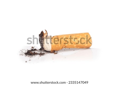 cigarette butts isolated on white background.