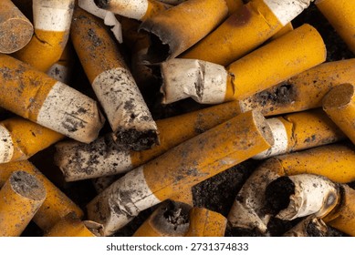 cigarette pile butt texture background.