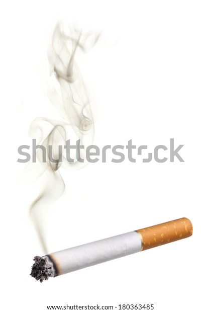 白い背景にたばこと煙 の写真素材 今すぐ編集