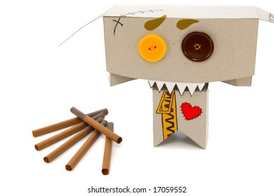 Cigarillos (little Cigars) And Funny Expressive Cardboard Toy