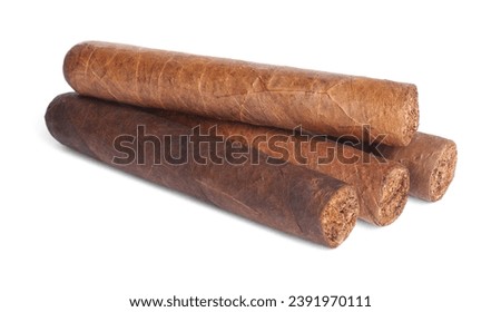 Cigars wrapped in tobacco leaves isolated on white