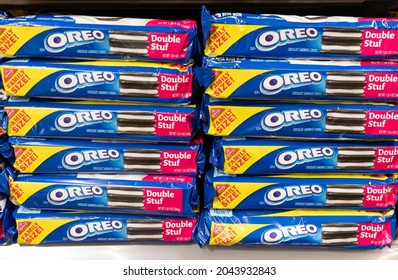 Cincinnati - Circa September 2021: Oreo Cookie Display. During Trying Times, Oreo Cookies Can Be The Ultimate Comfort Snack.