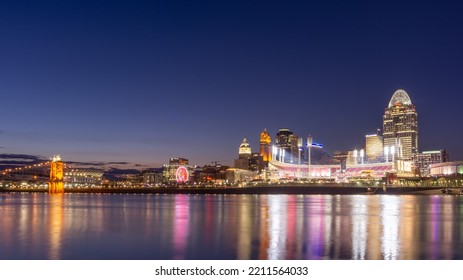 Cincinnati, OH - June 10 2022: Cincinnati Skyline At Night