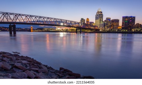 Cincinnati, OH - June 10 2022: Cincinnati Skyline At Night