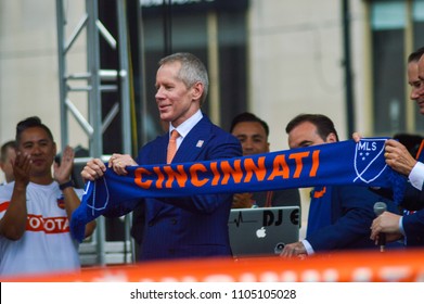 CINCINNATI, OH - MAY 29, 2018: Carl H. Lindner III, Majority Owner Of FC Cincinnati, Stands After The Announcement Of The Club's Successful MLS Expansion Bid. 