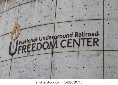 Cincinnati, OH / USA - April 23, 2019: Sign At The National Underground Railroad Freedom Center Building.