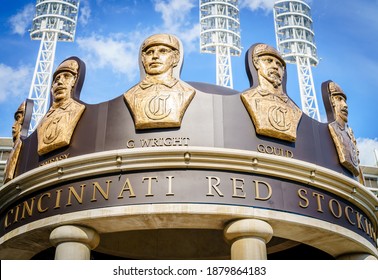 Cincinnati, Ohio, August 29, 2020: Cincinnati Red Stockings Pavilion In Front Of The Great American Ball Park Stadium