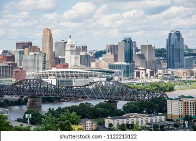 Cincinnati, Ohio - June 24, 2018: View of Cincinnati skyline. Cincinnati is the 3rd largest city in Ohio and 65th largest city in the USA.