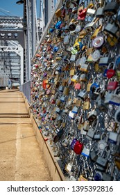 Cincinnati Ohio USA 5/7/2019 Purple People Bridge Love Locks