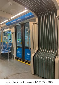 Cincinnati, Ohio / USA - April 22, 2019:  View Of Double Exit Doors On The Cincinnati Bell Connector Streetcar.