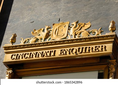 Cincinnati, Ohio USA - December 1, 2020: One Of Ohio's Largest Cities, Downtown Cincinnati Is Home Many Corporate Headquarters Including Macy's, Kroger, Fifth Third Bank And The Cincinnati Enquirer.