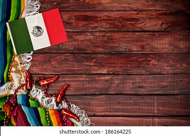 Cinco De Mayo Background With Mexican Flag And Copyspace