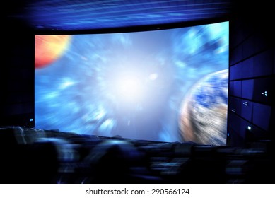 Cinema. The Audience In 3D Glasses Watching A Movie. Elements Of This Image Furnished By NASA.