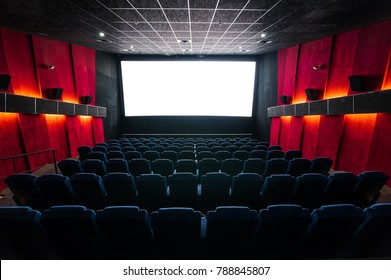 Cinema Hall With A White Screen