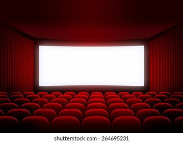 Cinema Screen In Red Audience