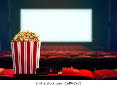 Cinema Seat With Popcorn And 3d Glasses