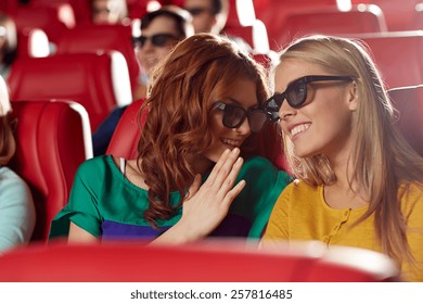 cinema, technology, entertainment and people concept - happy friends with 3d glasses watching movie in theater - Powered by Shutterstock