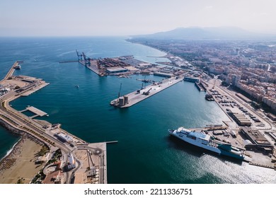 Cinematic Aerial Perspective Of Puerto Banus Bay, Marbella, Malaga, Spain.