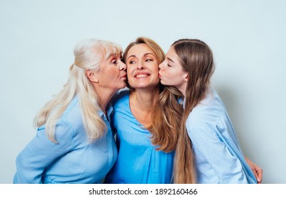 Cinematic portrait image of grandmother, mother and grandaughter. Concept about a three generations family