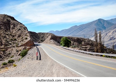 Cinematic Road Landscape. Humahuaca Valley, Altiplano, Argentina. Misty Road.