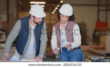 Cinematic View Of Carpentry Workshop Team Working