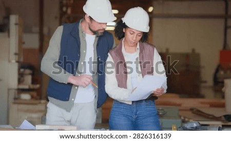 Cinematic View Of Carpentry Workshop Team Working