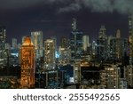 Cinematic view of Mumbai city at night. Mumbai