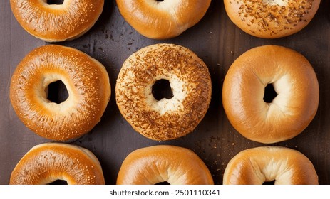 Cinnamon bagels, blueberry bagels, London Bagel Museum. a delicious, chewy bread
