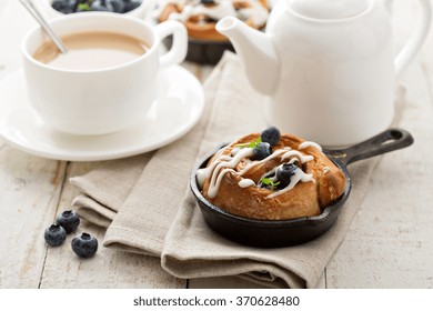 Cinnamon Bun For One In A Tiny Cast Iron Skillet