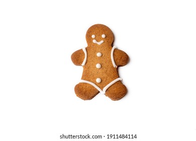 Cinnamon Gingerbread Cookie, Cookie Man On White Background