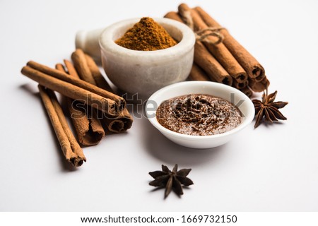 Cinnamon Honey Ayurvedic Face mask made using daalacheenee or Dalchini powder mixed with Shahad, selective focus