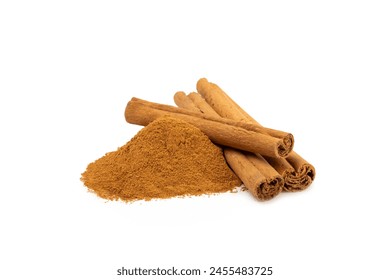 Cinnamon powder isolated on white background. Spicy spice for baking, desserts and drinks. Fragrant ground cinnamon. - Powered by Shutterstock