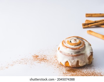 Cinnamon roll on white background